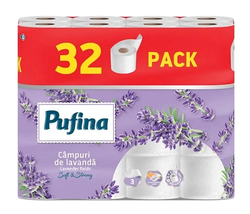 Hartie igienică Pufina Lavanda 3 straturi 32 role